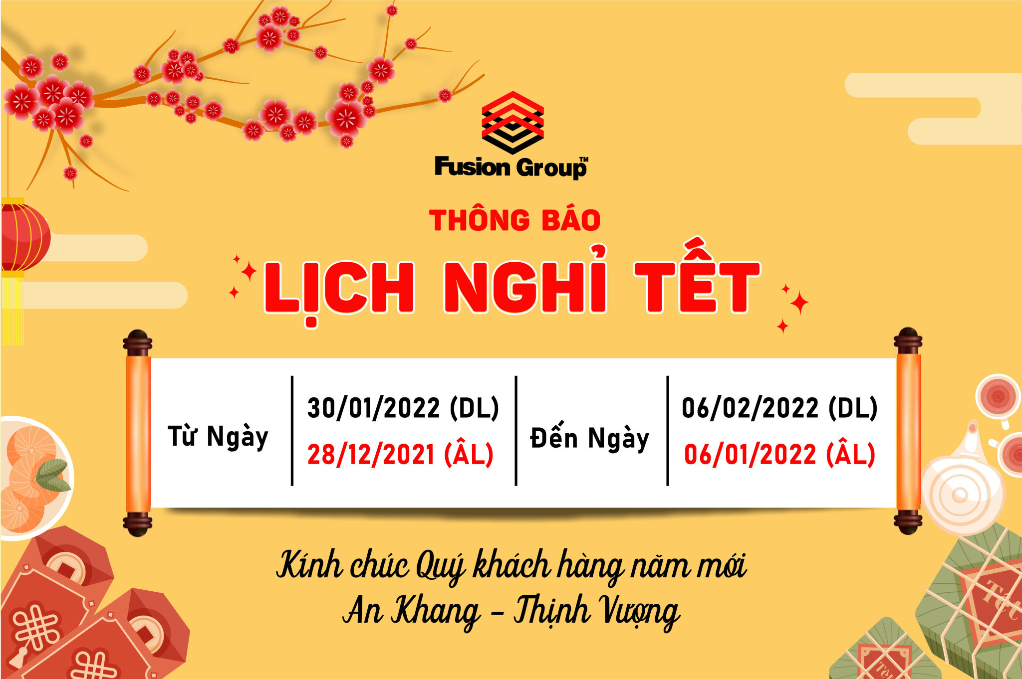 Thông báo lịch nghỉ Tết Nguyên Đán 2022